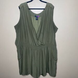LYS Women's Olive Green Studded Wrap Romper Plus Size‎ 3X